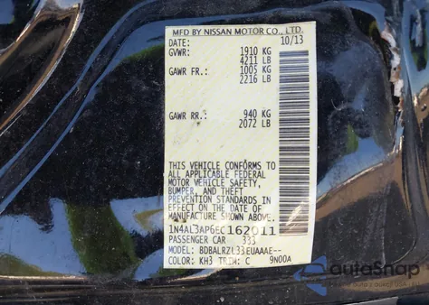 2014 Nissan Altima 2.5 S from USA, damaged, VIN 1N4AL3AP6EC162011